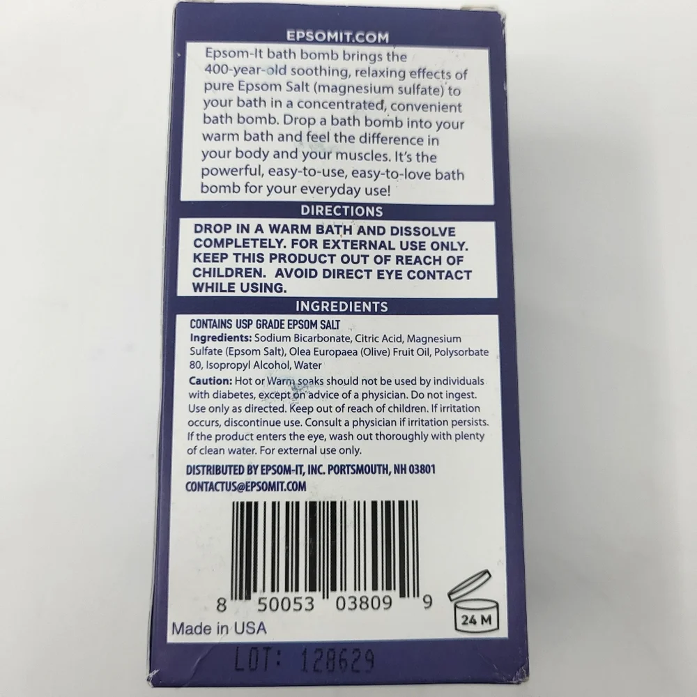 Bundle Of 2 Epsom-It Epsom Salt Bath‎ Bomb Muscle Recovery Soak Spa Relaxation